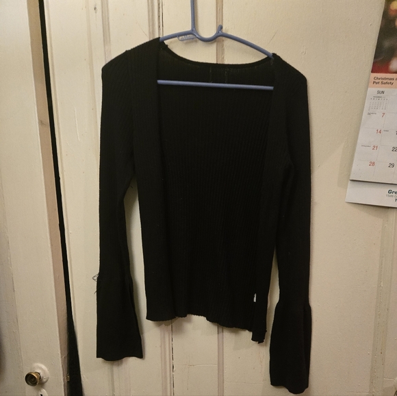 Black Ribbed Open Cardigan - Picture 2 of 2